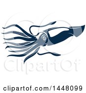 Poster, Art Print Of Navy Blue Squid