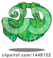 Poster, Art Print Of Cartoon Chameleon Hanging Upside Down From His Own Tail
