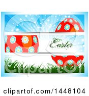 Poster, Art Print Of Floral Easter Egg Banners On A Gradient Background