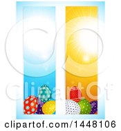 Clipart Of Vertical Easter Egg Banners On A Gradient Background Royalty Free Vector Illustration