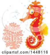 Poster, Art Print Of Adorable Red Seahorse By Coral