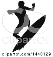 Poster, Art Print Of Black Silhouetted Man Surfing