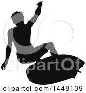 Poster, Art Print Of Black Silhouetted Man Surfing