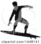 Poster, Art Print Of Black Silhouetted Man Surfing