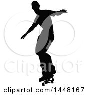 Poster, Art Print Of Black Silhouetted Man Skateboarding