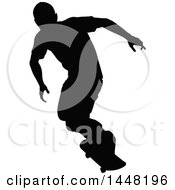 Poster, Art Print Of Black Silhouetted Man Skateboarding