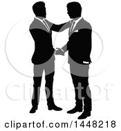 Poster, Art Print Of Black And White Silhouetted Business Men Shaking Hands