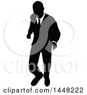 Poster, Art Print Of Black And White Silhouetted Business Man Walking