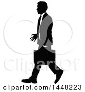 Poster, Art Print Of Black And White Silhouetted Business Man Walking