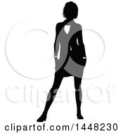 Clipart Of A Black And White Silhouetted Business Woman Royalty Free Vector Illustration by AtStockIllustration