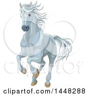 Poster, Art Print Of Running Gray Horse