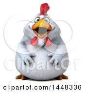 Clipart Of A 3d Chubby White Chicken On A White Background Royalty Free Illustration