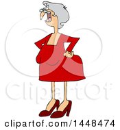 Cartoon Old White Woman Shouting And Standing With Her Hands On Her Hips