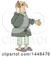 Clipart Of A Cartoon White Man Talking Through A Shoe As If It Were A Telephone Royalty Free Vector Illustration by djart