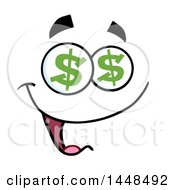 Clipart Of A Greedy Face With Dollar Sign Eyes Royalty Free Vector Illustration