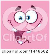 Clipart Of A Happy Silly Face With Teeth On Pink Royalty Free Vector Illustration