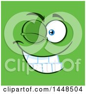 Poster, Art Print Of Winking Face On Green