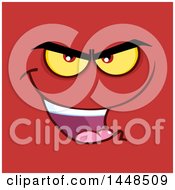 Clipart Of A Grinning Evil Face On Red Royalty Free Vector Illustration