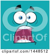 Clipart Of A Screaming Face On Turquoise Royalty Free Vector Illustration