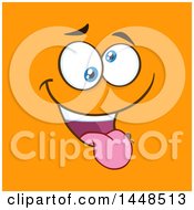 Clipart Of A Silly Face On Orange Royalty Free Vector Illustration