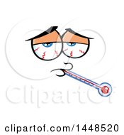 Clipart Of A Sick Face With A Thermometer Royalty Free Vector Illustration by Hit Toon