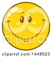 Clipart Of A Cartoon Happy Smiley Face Emoji Royalty Free Vector Illustration