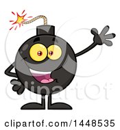 Poster, Art Print Of Cartoon Waving Bomb Mascot Character With Legs And Arms