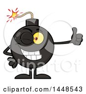 Clipart Of A Cartoon Bomb Mascot Character With Legs And Arms Giving A Thumb Up Royalty Free Vector Illustration