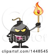 Poster, Art Print Of Cartoon Bomb Mascot Character With Legs And Arms Holding A Match