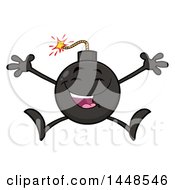 Poster, Art Print Of Cartoon Happy Jumping Bomb Mascot Character With Legs And Arms