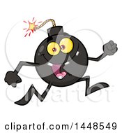 Poster, Art Print Of Cartoon Running Bomb Mascot Character With Legs And Arms