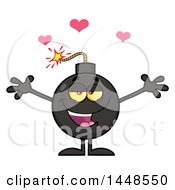 Poster, Art Print Of Cartoon Loving Bomb Mascot Character With Legs And Arms