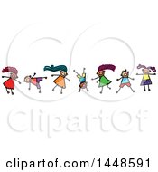 Poster, Art Print Of Doodled Sketch Of Stick Children Dancing