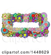 Poster, Art Print Of Border Of Colorful Daisy Flowers And Hearts
