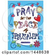 Poster, Art Print Of Colorful Sketched Scripture Pray For The Peace Of Jerusalem Text In A Blue Border