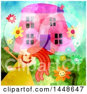 Poster, Art Print Of Happy Girl Playing Outsider Her Home