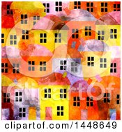 Poster, Art Print Of Background Of Village Townhomes In Watercolor