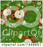 Poster, Art Print Of Seamless Christmas Pattern Background Of Santa And Snowflakes On Green