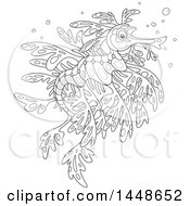 Poster, Art Print Of Cartoon Black And White Lineart Leafy Seadragon