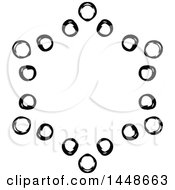 Clipart Of A Black And White Hand Drawn Frame Of Circles Royalty Free Vector Illustration