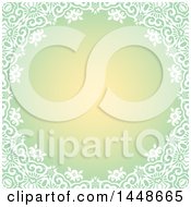 Poster, Art Print Of Gradient Green Background With A White Floral Border