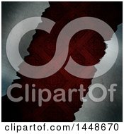 Clipart Of A Deep Red Floral Pattern Panel In Metal Royalty Free Illustration