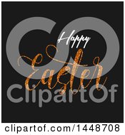 Poster, Art Print Of Happy Easter Greeting With Gold Glitter On Black