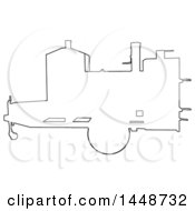 Clipart Of A Black Outline Silhouette Offset Barbeque Smoker Trailer Royalty Free Vector Illustration