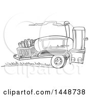 Clipart Of A Cartoon Black And White Lineart Racing Lang 84 Inch Deluxe Barbeque Smoker Trailer Royalty Free Vector Illustration