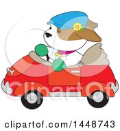 Poster, Art Print Of Cute Puppy Dog Driving A Convertible Car