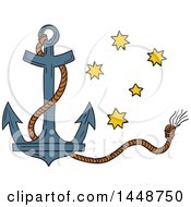 Poster, Art Print Of Sketched Drawing Styled Nautical Anchor And Rope With The Southern Star Constellation