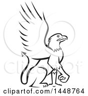 Poster, Art Print Of Black And White Sketched Griffin