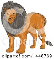 Poster, Art Print Of Sketched Drawing Styled Standing Lion