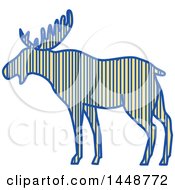 Poster, Art Print Of Sketched Drawing Styled Striped Moose In Profile